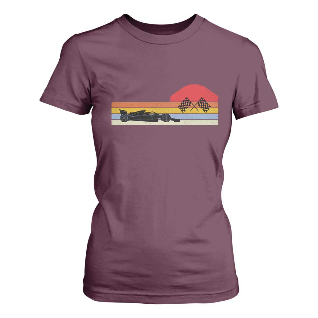 Racing Car Retro Style Vintage T Shirt For Women TS14 Maroon Print Your Wear