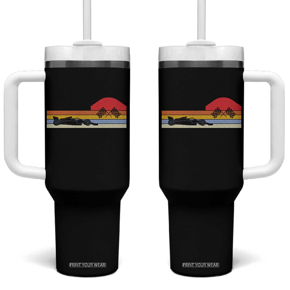 Racing Car Retro Style Vintage Tumbler With Handle TS14 One Size: 40 oz Black Print Your Wear