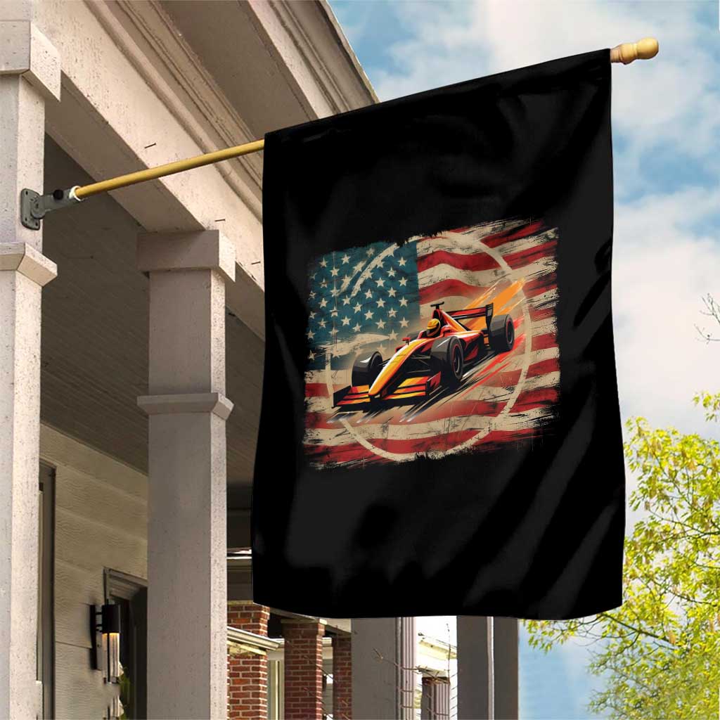 Racing Car Garden Flag Patriotic American Flag Race TS14 Print Your Wear