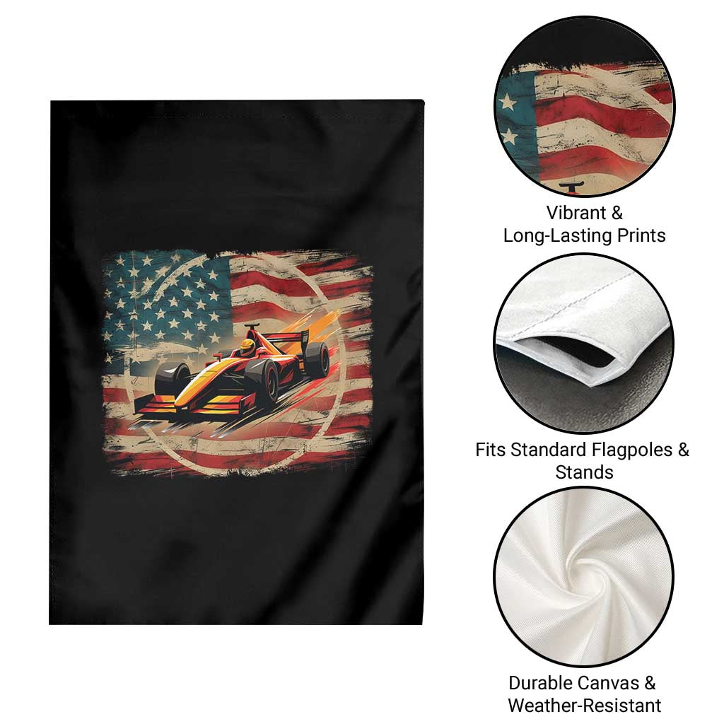 Racing Car Garden Flag Patriotic American Flag Race TS14 Print Your Wear