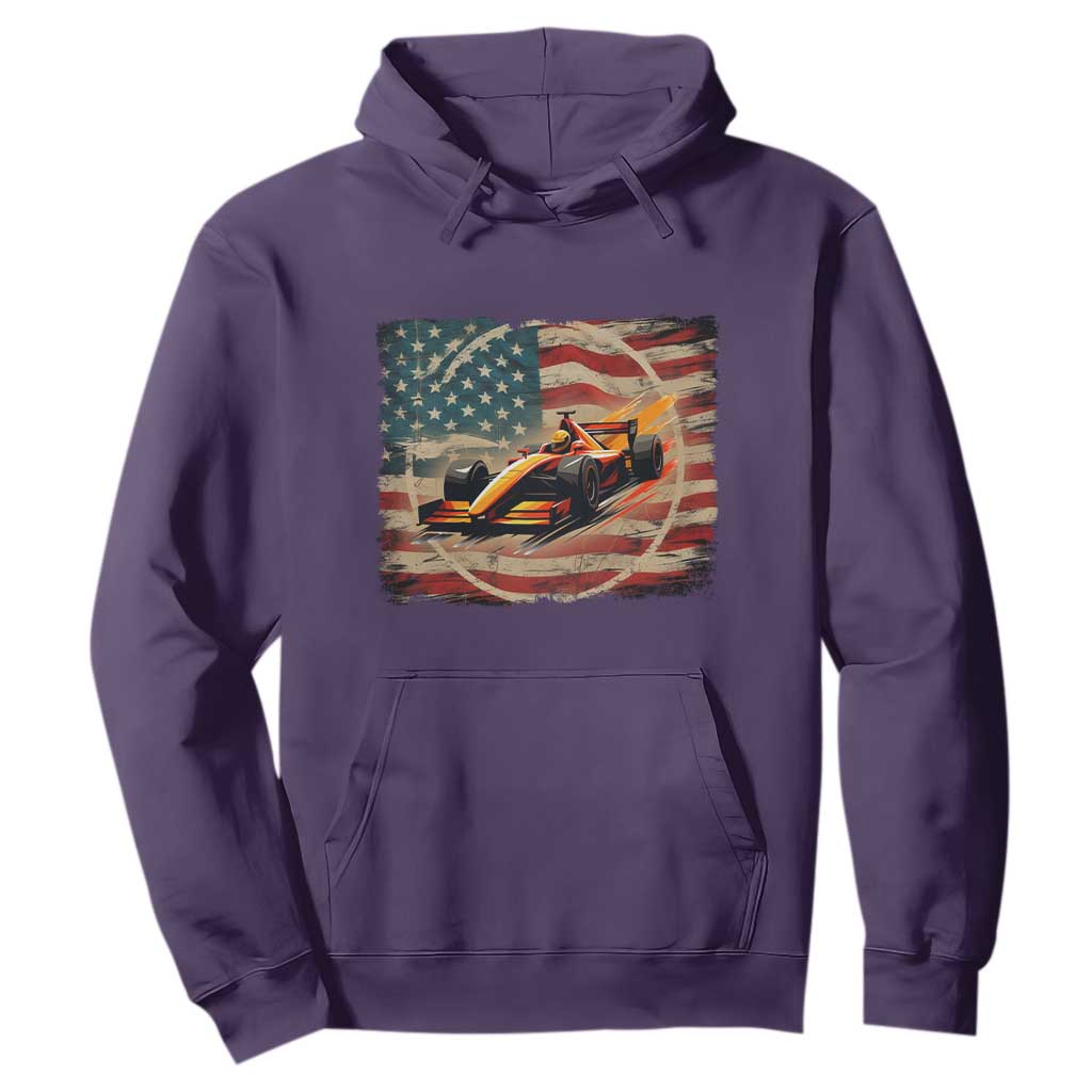 Racing Car Hoodie Patriotic American Flag Race TS14 Purple Print Your Wear