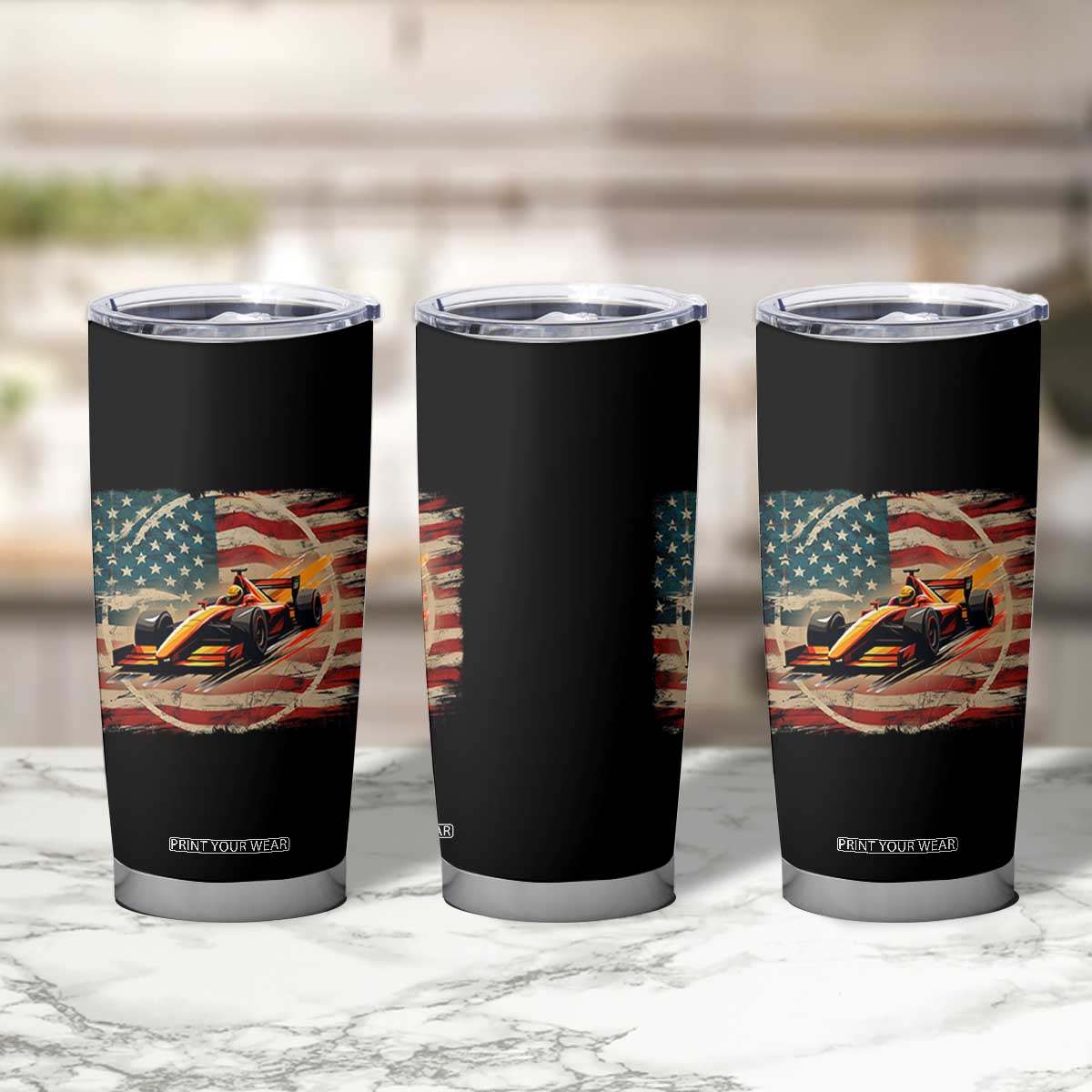 Racing Car Tumbler Cup Patriotic American Flag Race TS14 Print Your Wear