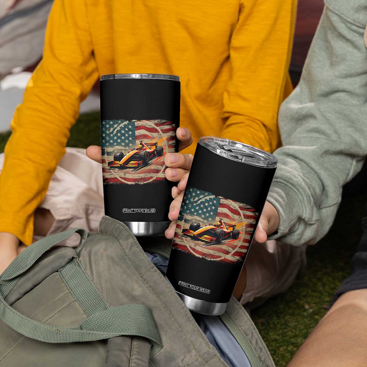 Racing Car Tumbler Cup Patriotic American Flag Race TS14 Print Your Wear