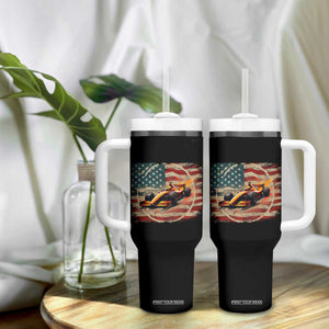 Racing Car Tumbler With Handle Patriotic American Flag Race TS14 Print Your Wear