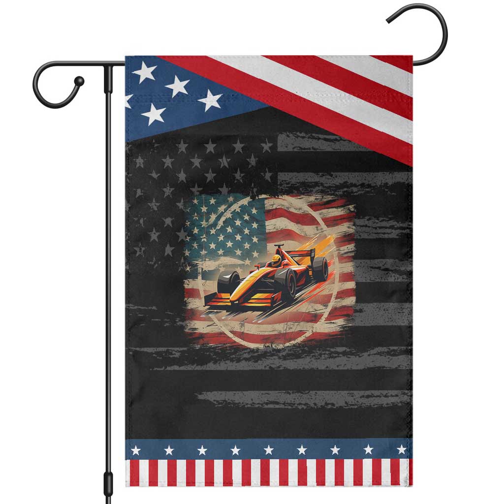 Racing Car Garden Flag Patriotic American Flag Race TS14 Distressed Black Blue Print Your Wear