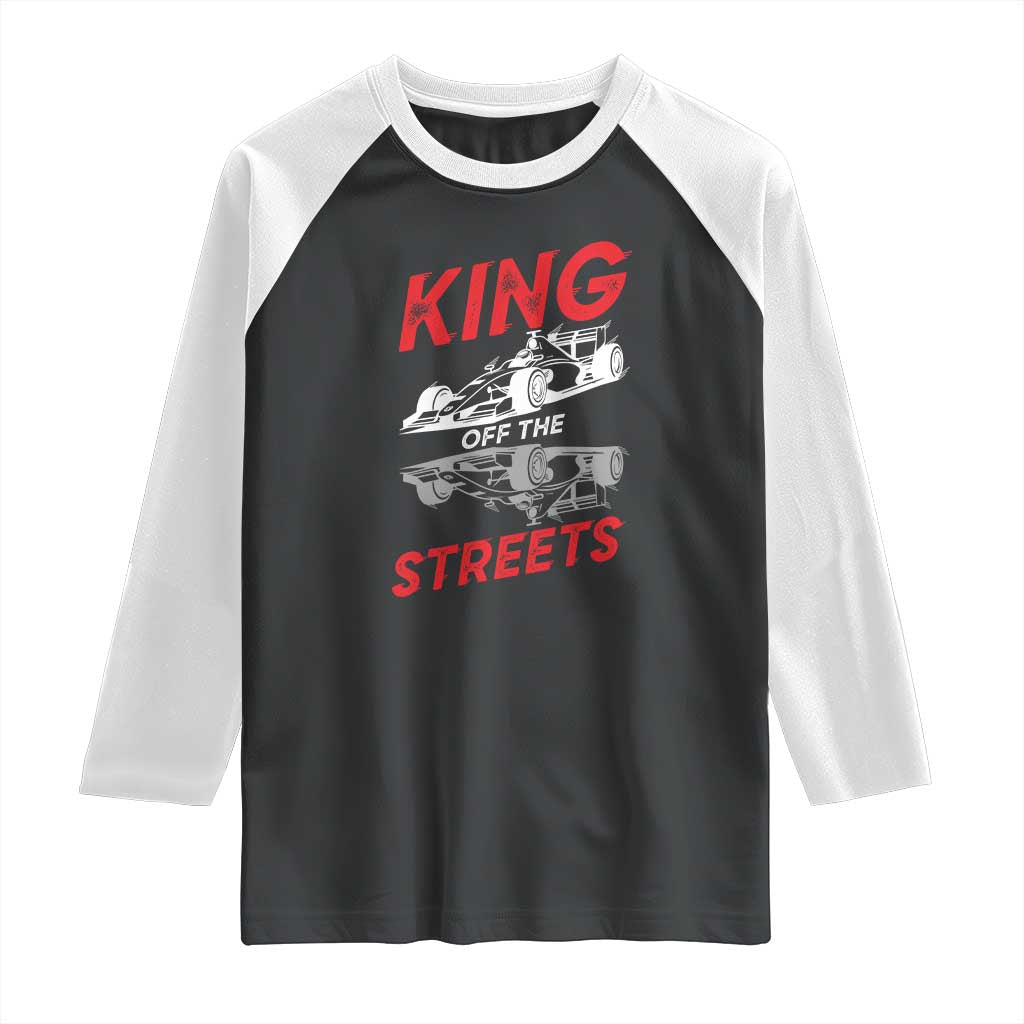 Racing Car Raglan Shirt King Of The Streets TS14 Black White Print Your Wear