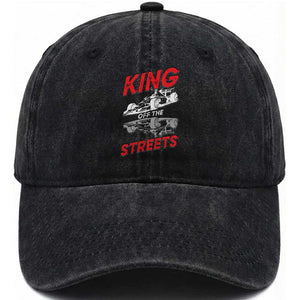 Racing Car Washed Cotton Baseball Cap King Of The Streets TS14 Washed Cap Universal Fit Black Print Your Wear