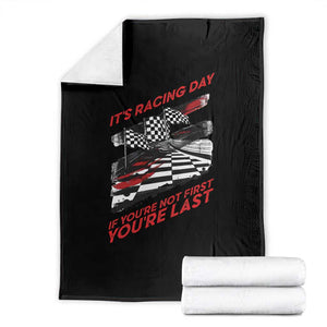 Funny Racing Car Flag Throw Blanket It Is Racing Day TS14 Black Print Your Wear