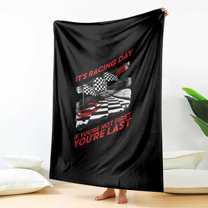 Funny Racing Car Flag Throw Blanket It Is Racing Day TS14 Print Your Wear