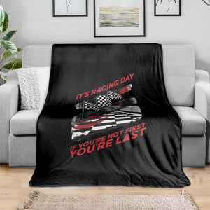 Funny Racing Car Flag Throw Blanket It Is Racing Day TS14 Print Your Wear