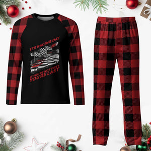Funny Racing Car Flag Plaid Pajama Set It Is Racing Day TS14 Buffalo Plaid Print Your Wear