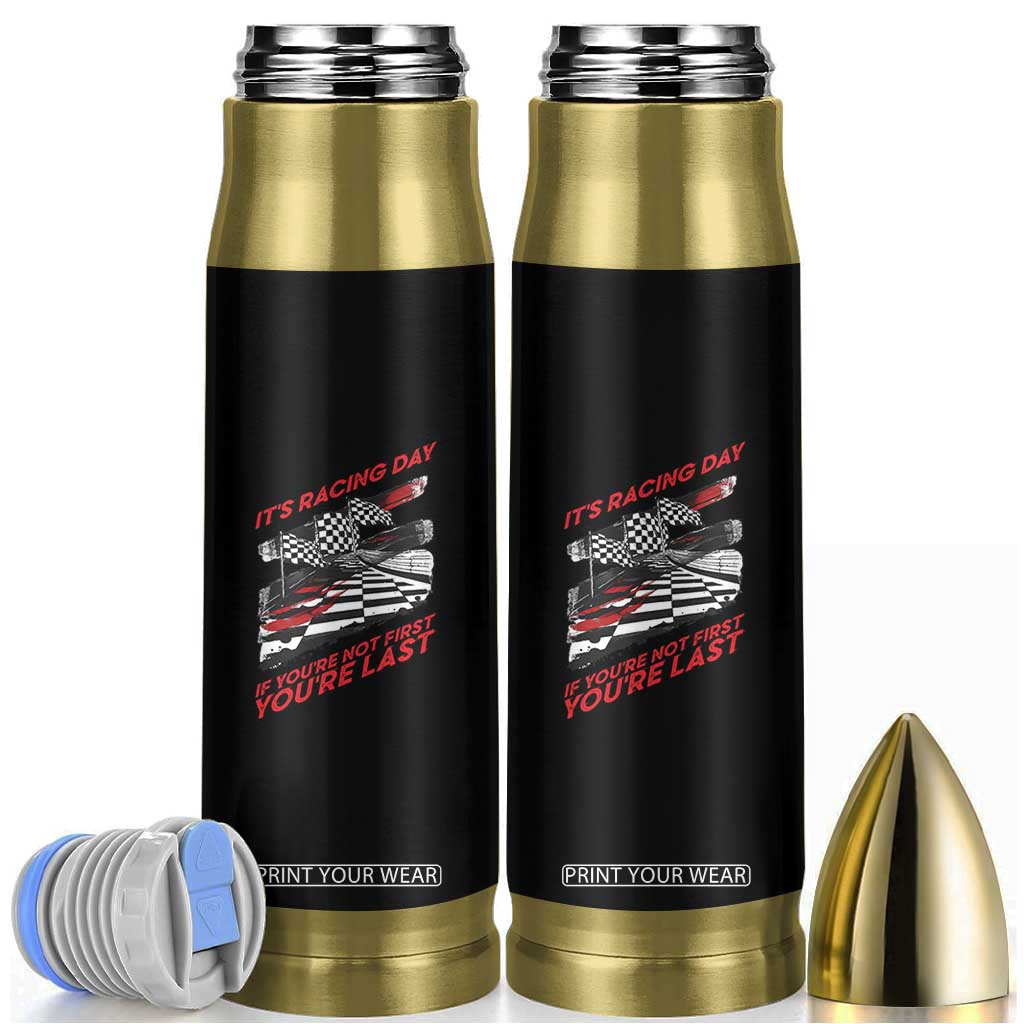 Funny Racing Car Flag Bullet Tumbler It Is Racing Day TS14 Black Print Your Wear