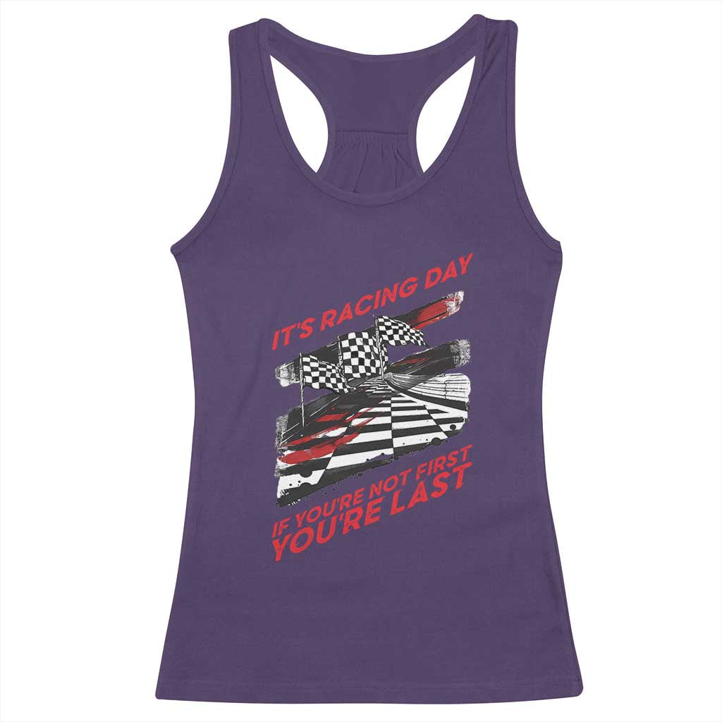 Funny Racing Car Flag Racerback Tank Top It Is Racing Day TS14 Purple Print Your Wear