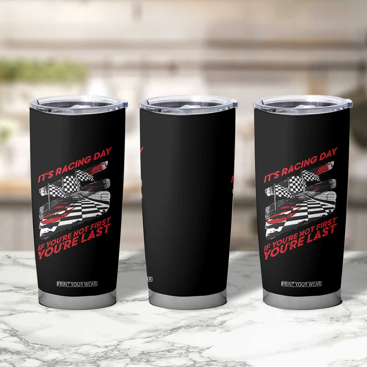 Funny Racing Car Flag Tumbler Cup It Is Racing Day TS14 Print Your Wear