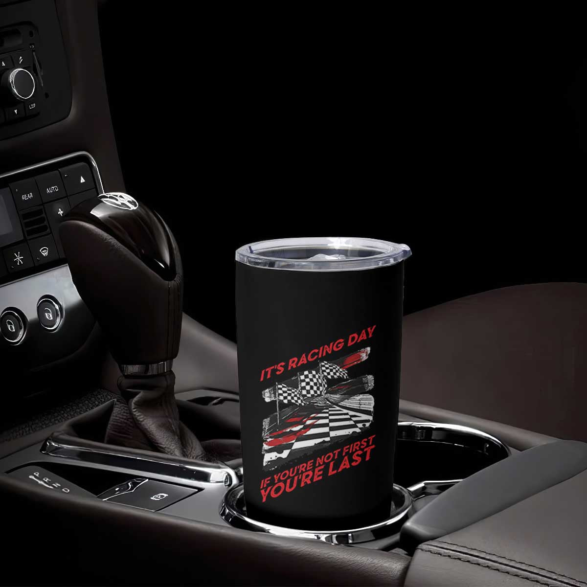 Funny Racing Car Flag Tumbler Cup It Is Racing Day TS14 Print Your Wear