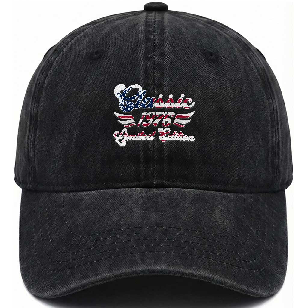 50th Birthday 1976 Limited Edition Classic Pony Car Inspo Washed Cotton Baseball Cap