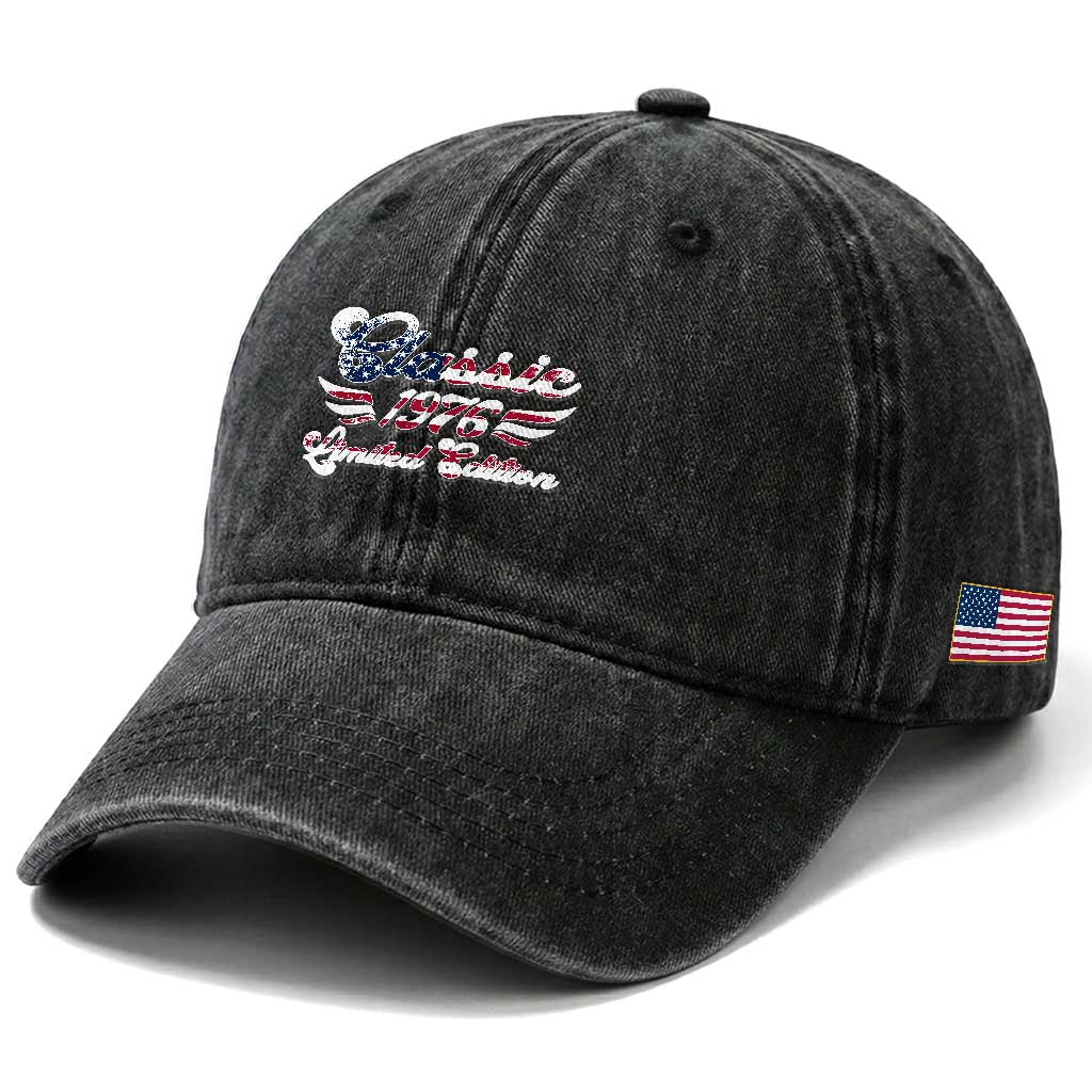 50th Birthday 1976 Limited Edition Classic Pony Car Inspo Washed Cotton Baseball Cap