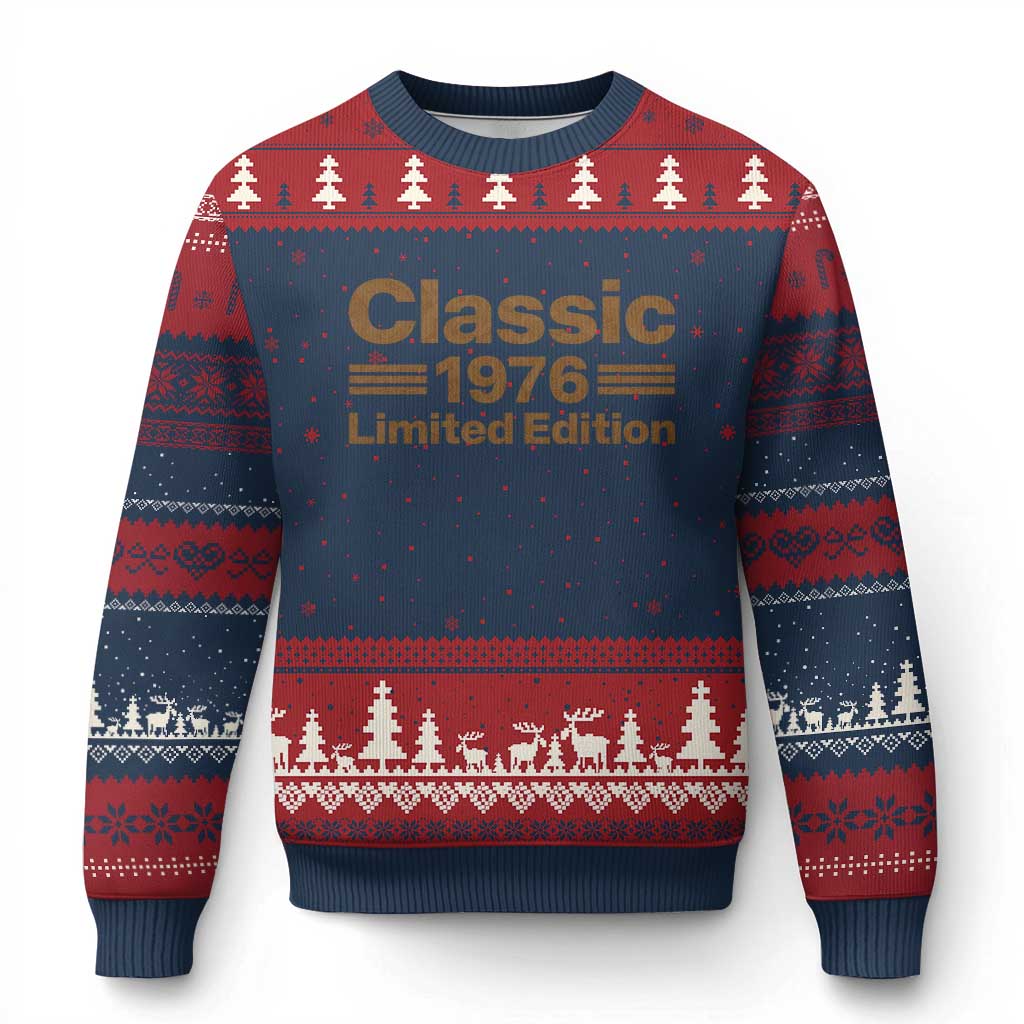 50th Birthday 1976 Limited Edition WWII Military Utility Vehicle Inspo Ugly Christmas Sweater