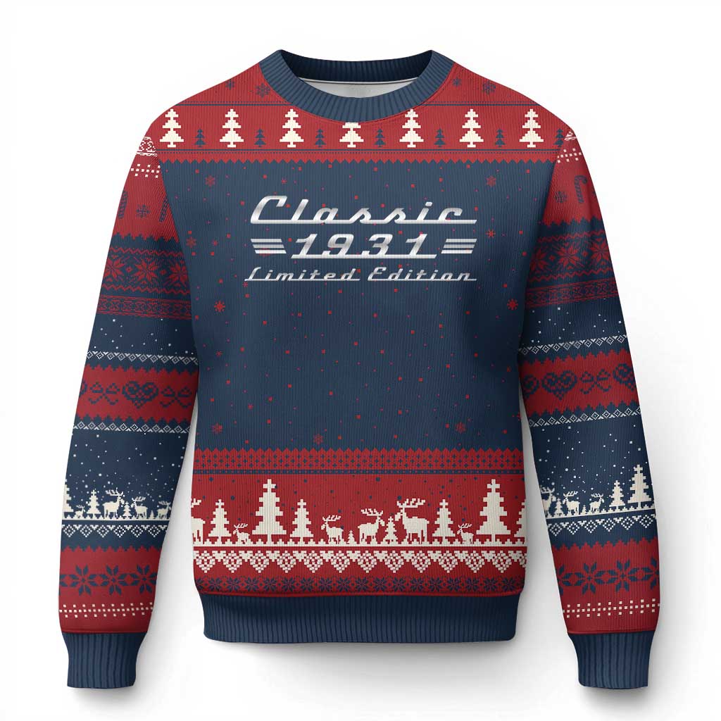 95th Birthday 1931 Limited Edition Classic Car Ugly Christmas Sweater