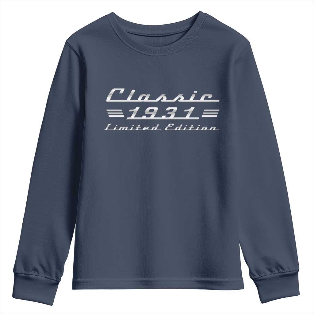95th Birthday 1931 Limited Edition Classic Car Youth Sweatshirt