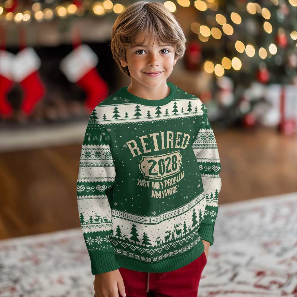 Retired 2028 Not My Problem Anymore Ugly Christmas Sweater Funny Joke Humour
