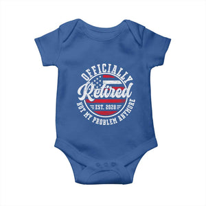 Retired 2028 Not My Problem Anymore US Flag Retirement Baby Onesie