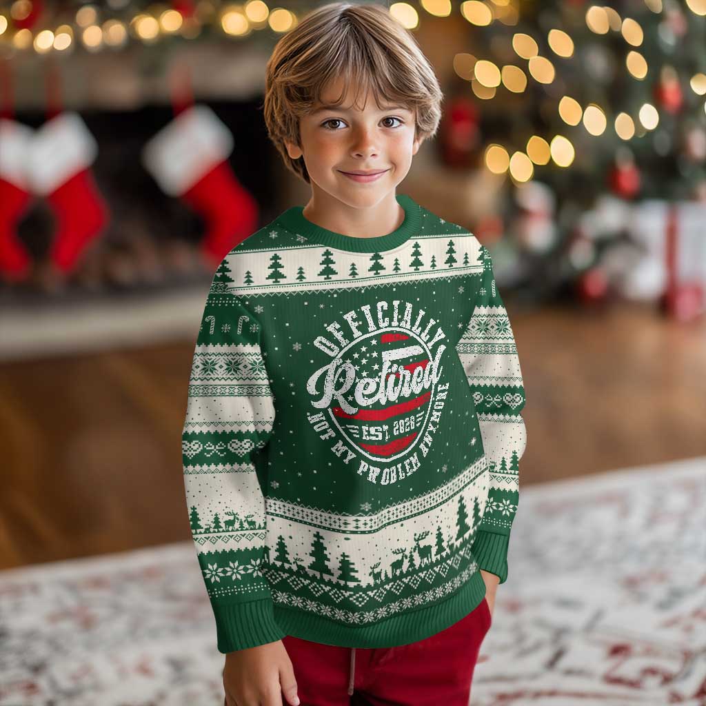 Retired 2028 Not My Problem Anymore US Flag Retirement Ugly Christmas Sweater