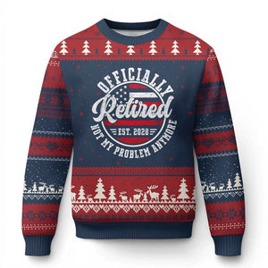 Retired 2028 Not My Problem Anymore US Flag Retirement Ugly Christmas Sweater
