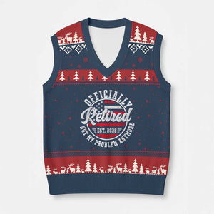 Retired 2028 Not My Problem Anymore US Flag Retirement V-Neck Knit Sweater Vest