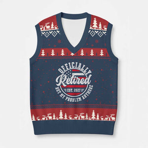 Retired 2027 Not My Problem Anymore US Flag Retirement V-Neck Knit Sweater Vest