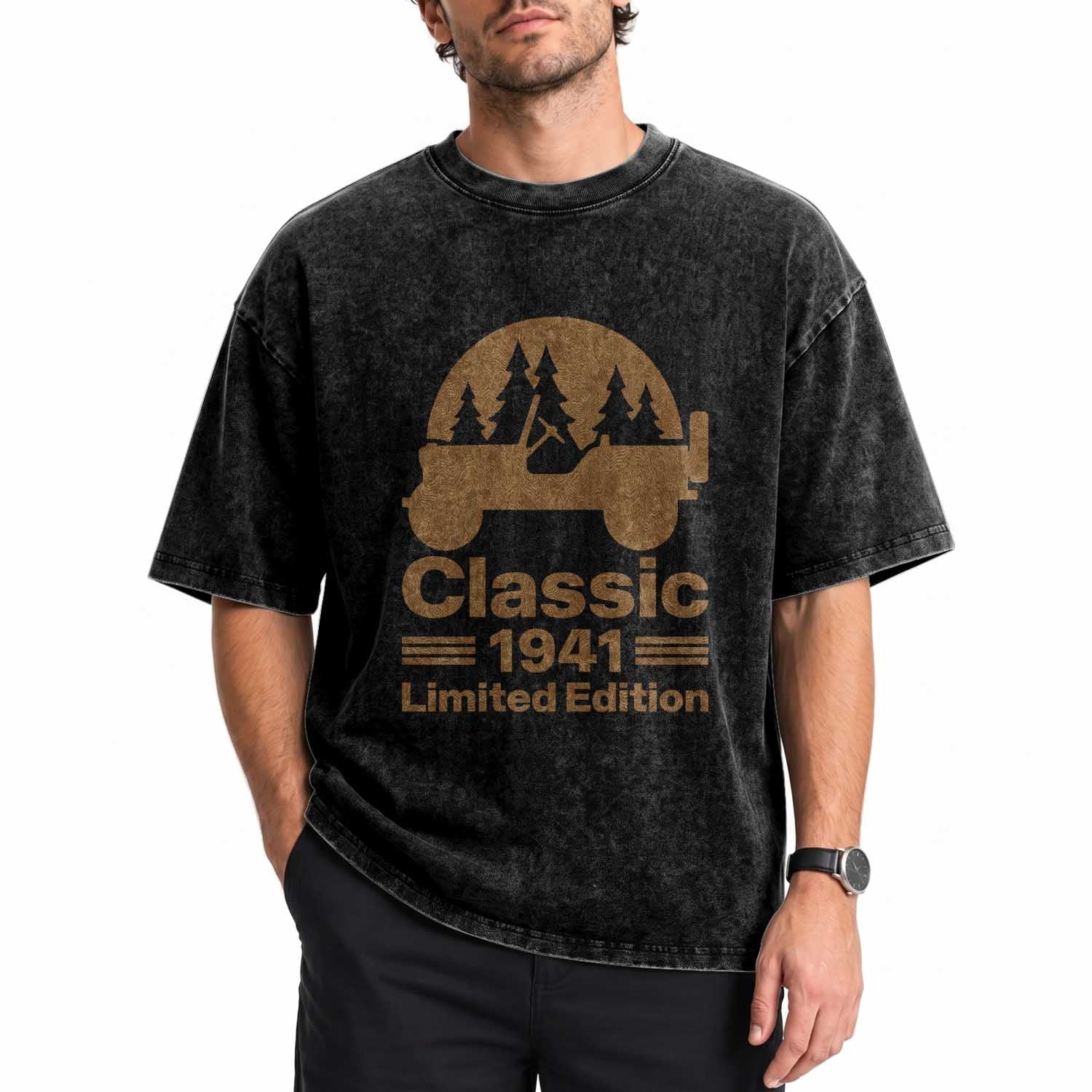 85th Birthday 1941 Limited Edition WWII Military Utility Vehicle Washed Cotton T-Shirt