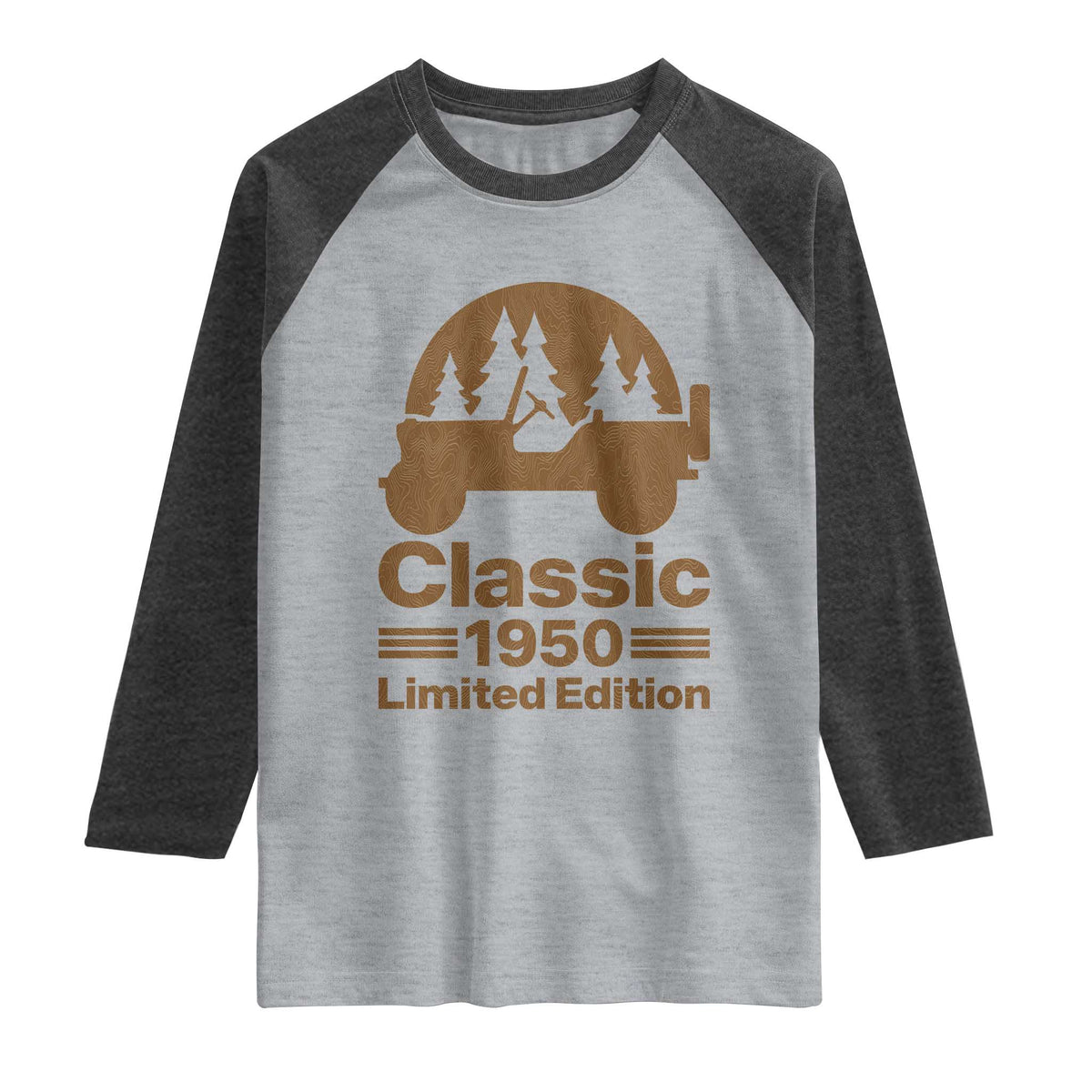 76th Birthday 1950 Limited Edition WWII Military Utility Vehicle Raglan Shirt