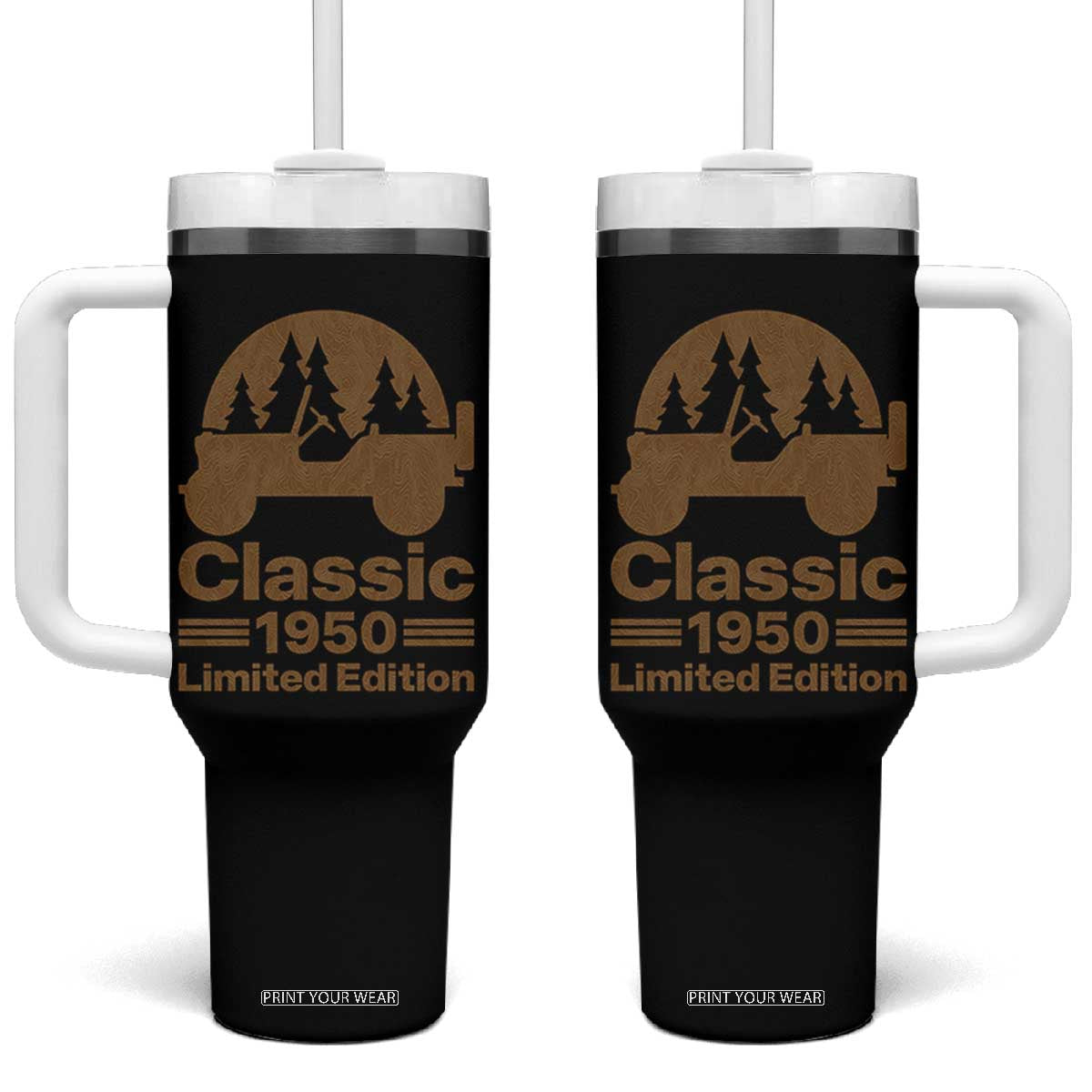 76th Birthday 1950 Limited Edition WWII Military Utility Vehicle Tumbler With Handle