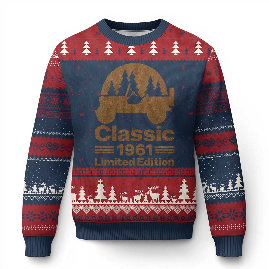65th Birthday 1961 Limited Edition WWII Military Utility Vehicle Ugly Christmas Sweater