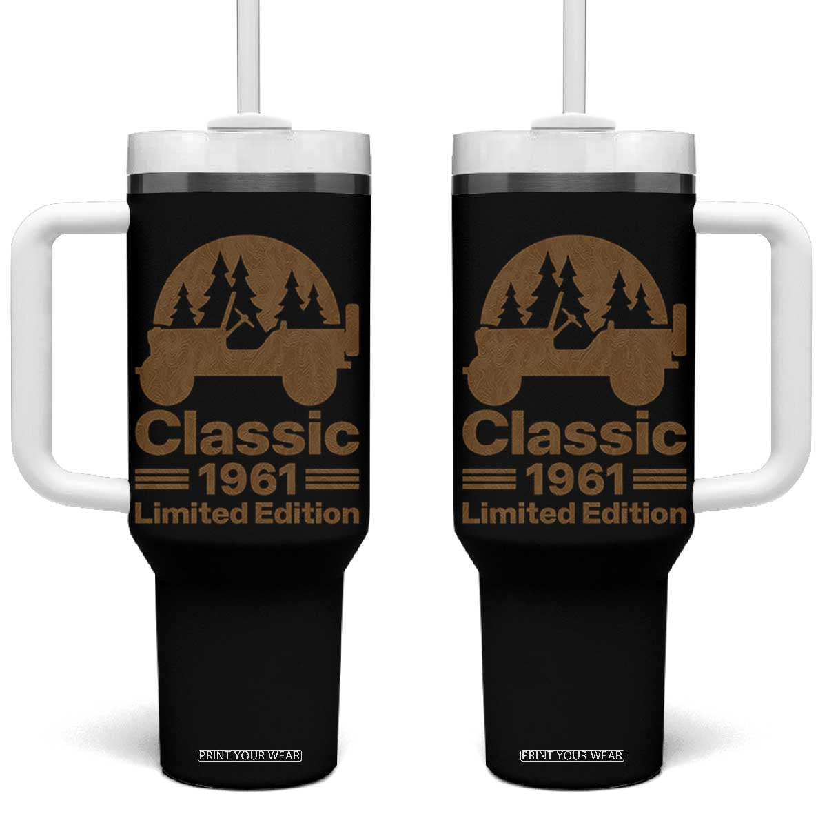 65th Birthday 1961 Limited Edition WWII Military Utility Vehicle Tumbler With Handle