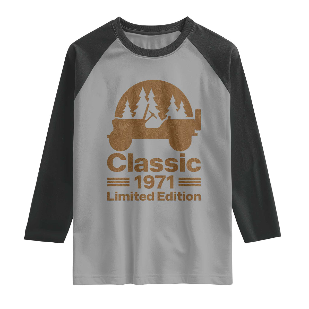 55th Birthday 1971 Limited Edition WWII Military Utility Vehicle Raglan Shirt