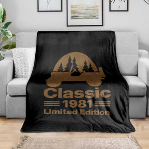 45th Birthday 1981 Limited Edition WWII Military Utility Vehicle Throw Blanket