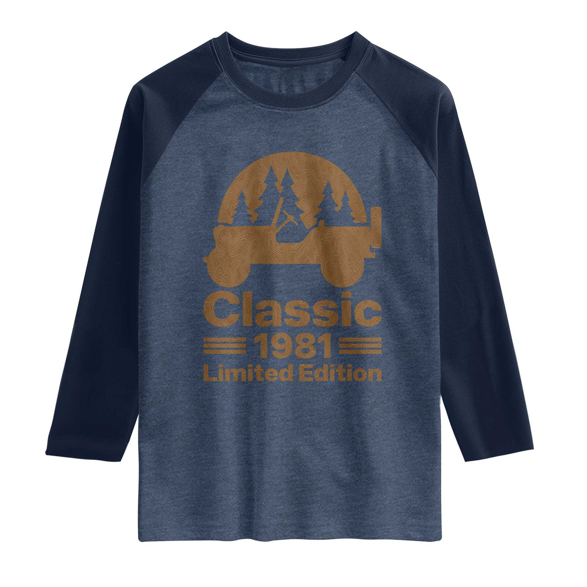 45th Birthday 1981 Limited Edition WWII Military Utility Vehicle Raglan Shirt