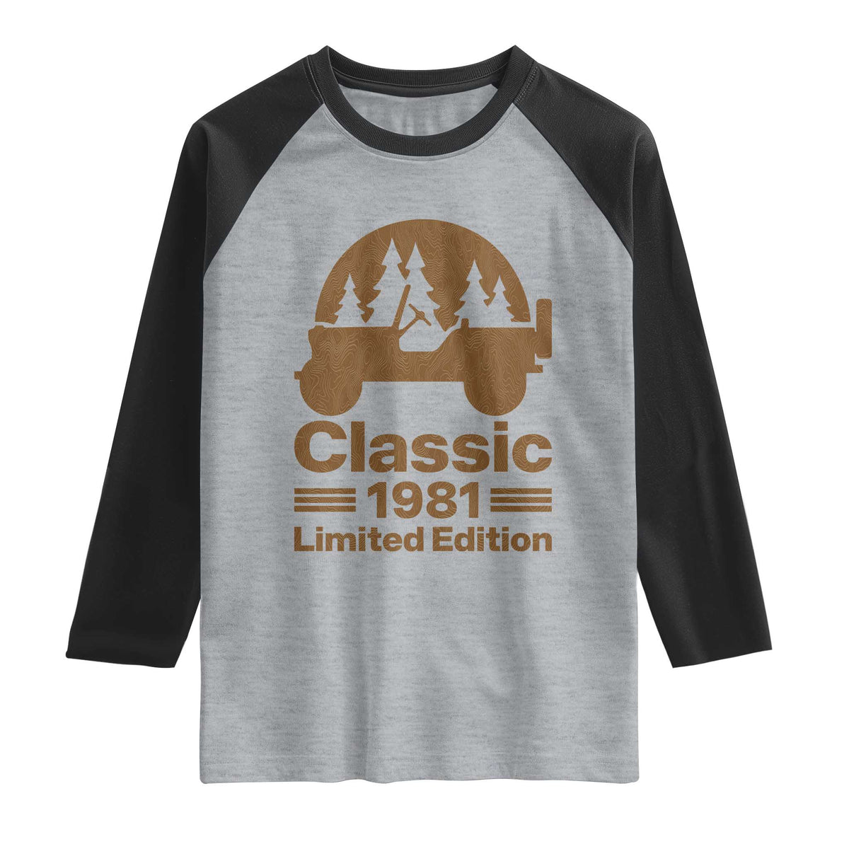 45th Birthday 1981 Limited Edition WWII Military Utility Vehicle Raglan Shirt