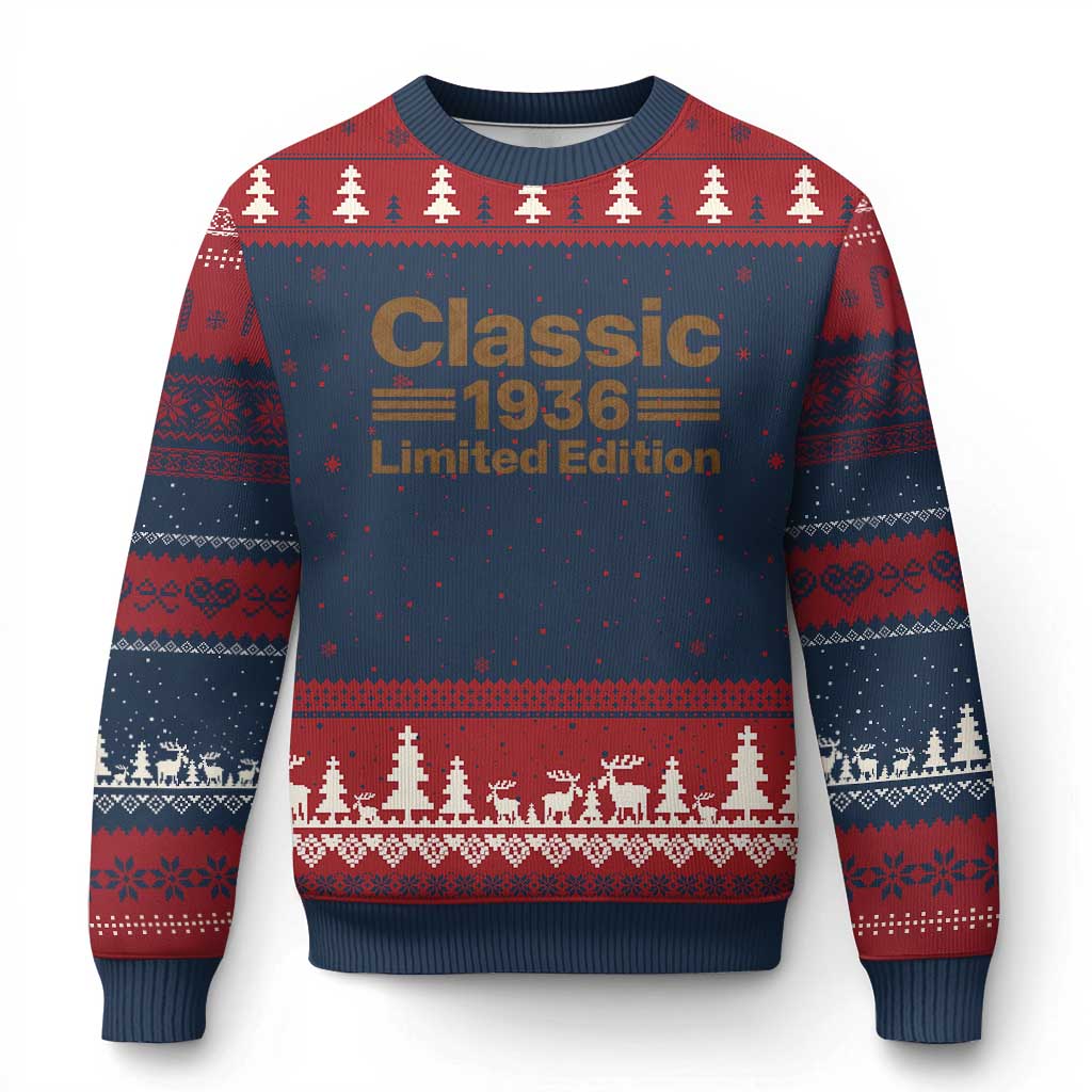 90th Birthday 1936 Limited Edition WWII Military Utility Vehicle Inspo Ugly Christmas Sweater