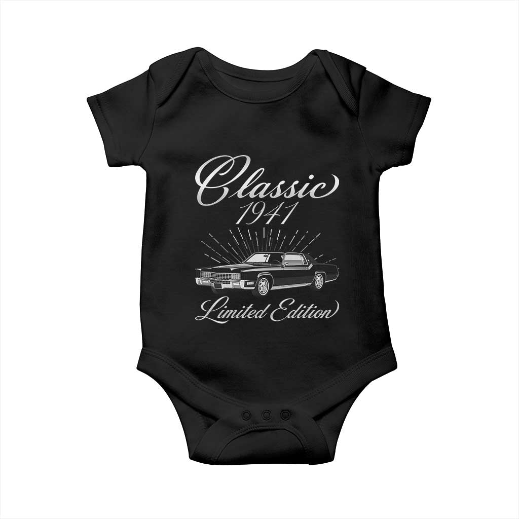 85th Birthday 1941 Limited Edition Baby Onesie Vintage Classic American Luxury Car