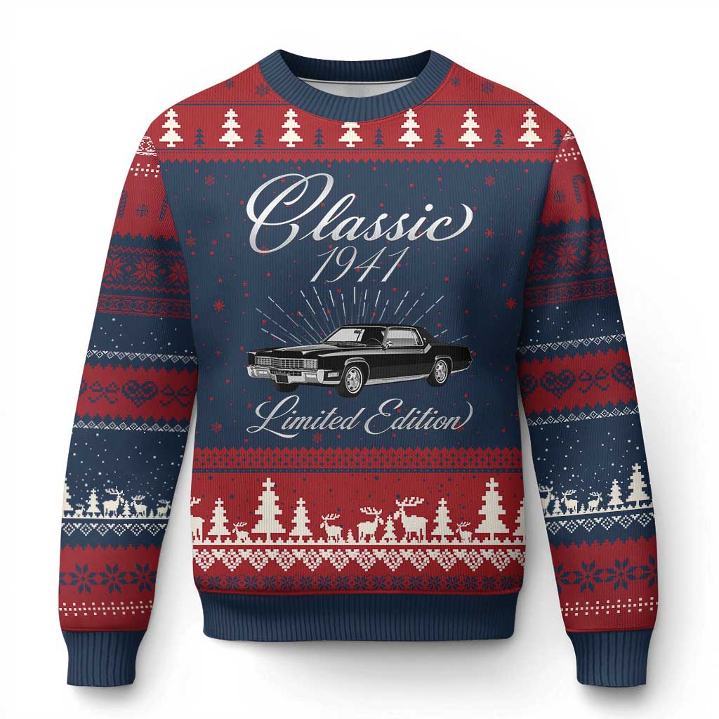 85th Birthday 1941 Limited Edition Ugly Christmas Sweater Vintage Classic American Luxury Car