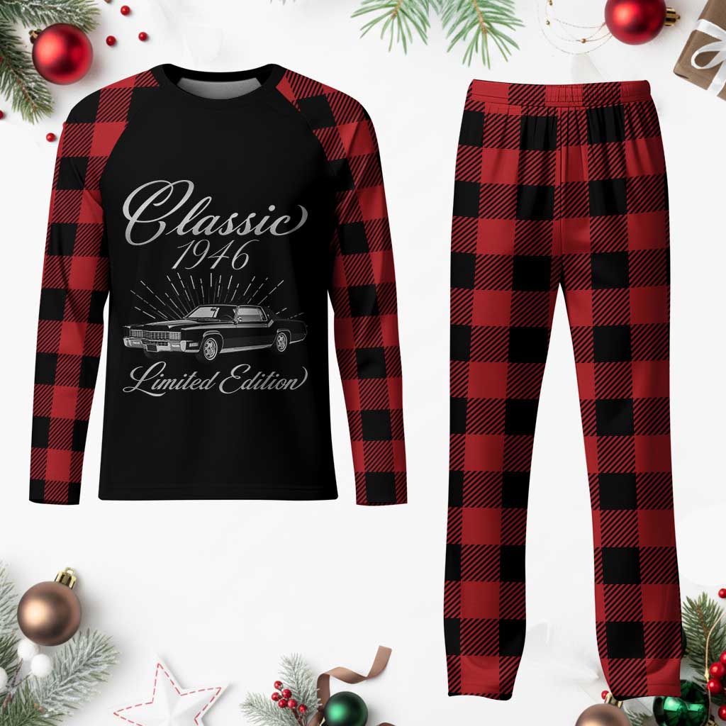 80th Birthday 1946 Limited Edition Plaid Pajama Set Vintage Classic American Luxury Car