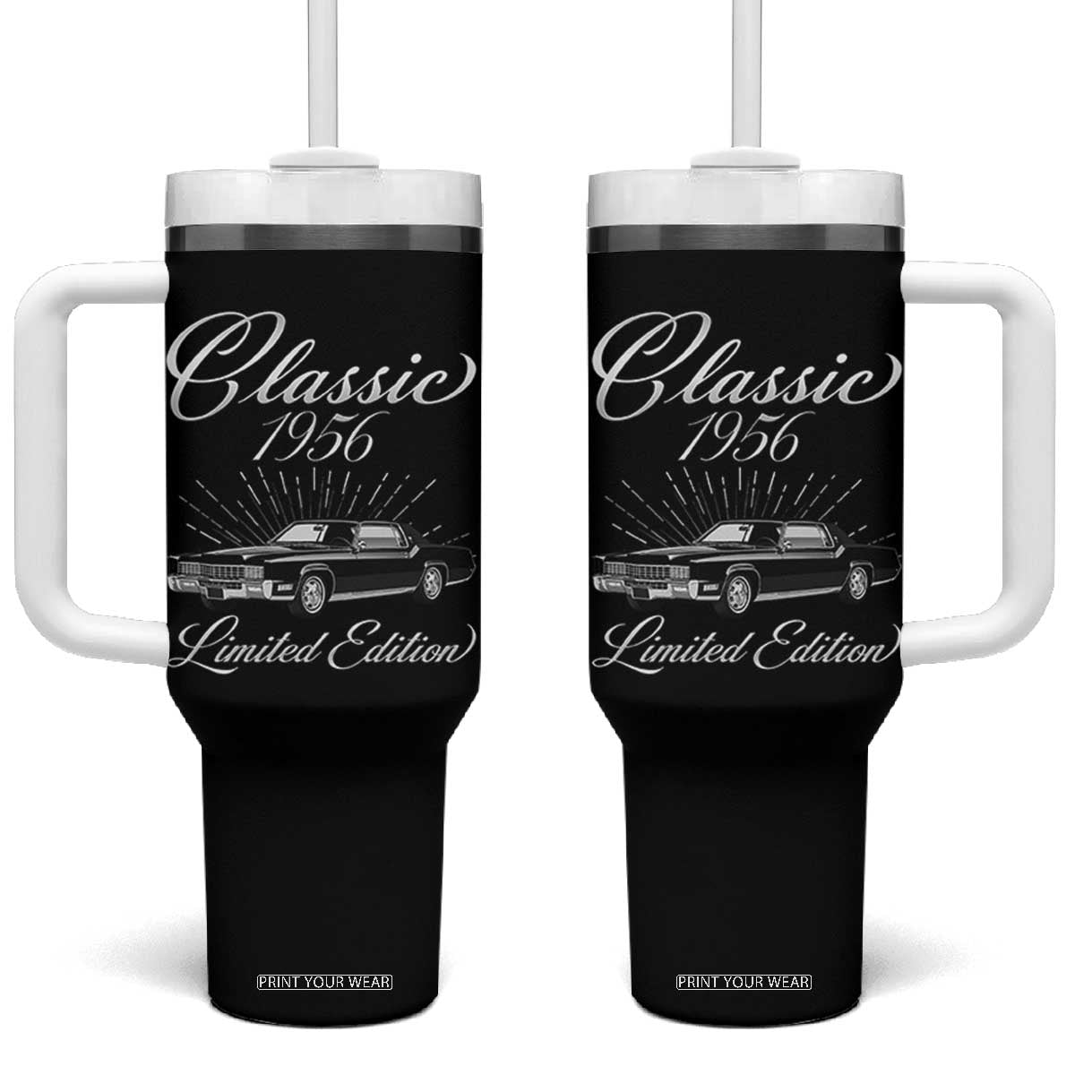 70th Birthday 1956 Limited Edition Tumbler With Handle Vintage Classic American Luxury Car