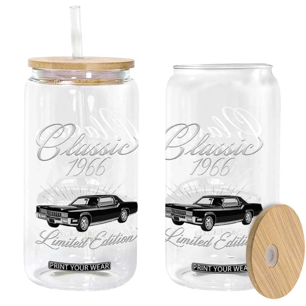 60th Birthday 1966 Limited Edition Glass Can Vintage Classic American Luxury Car