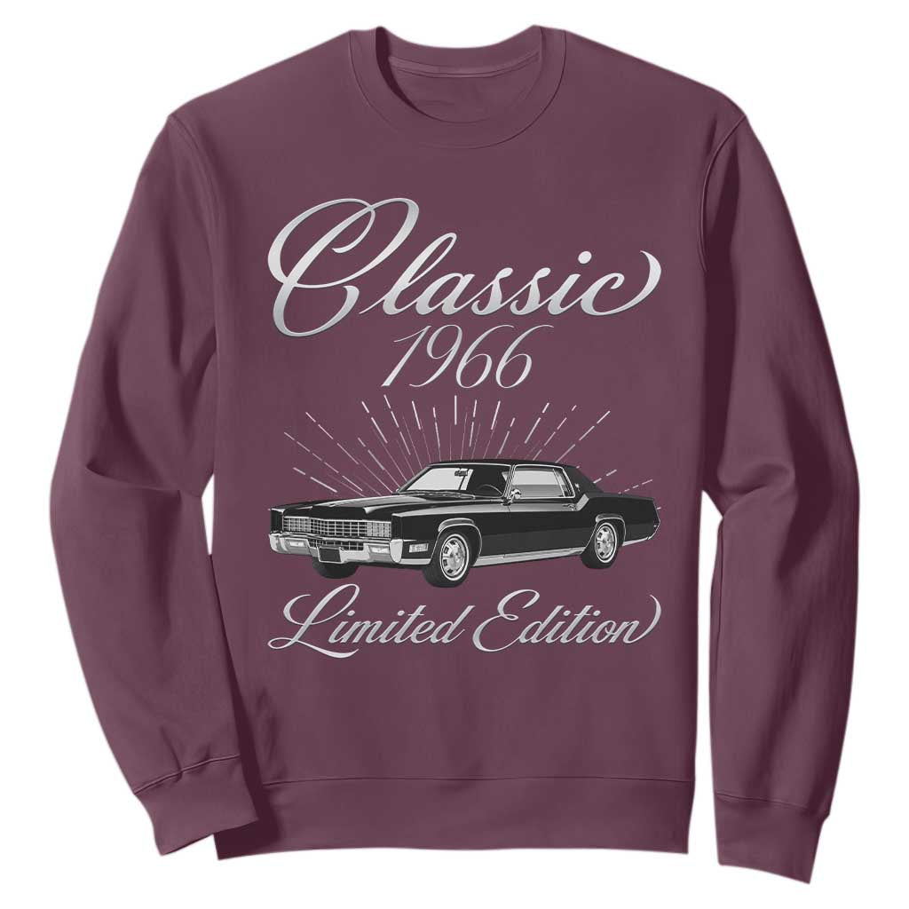 60th Birthday 1966 Limited Edition Sweatshirt Vintage Classic American Luxury Car