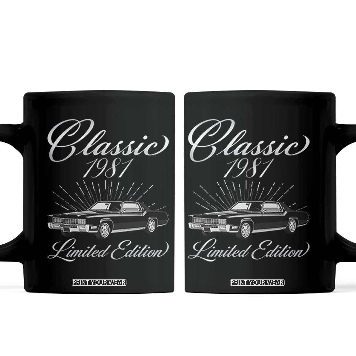 45th Birthday 1981 Limited Edition Coffee Mug Vintage Classic American Luxury Car