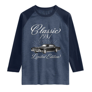 45th Birthday 1981 Limited Edition Raglan Shirt Vintage Classic American Luxury Car