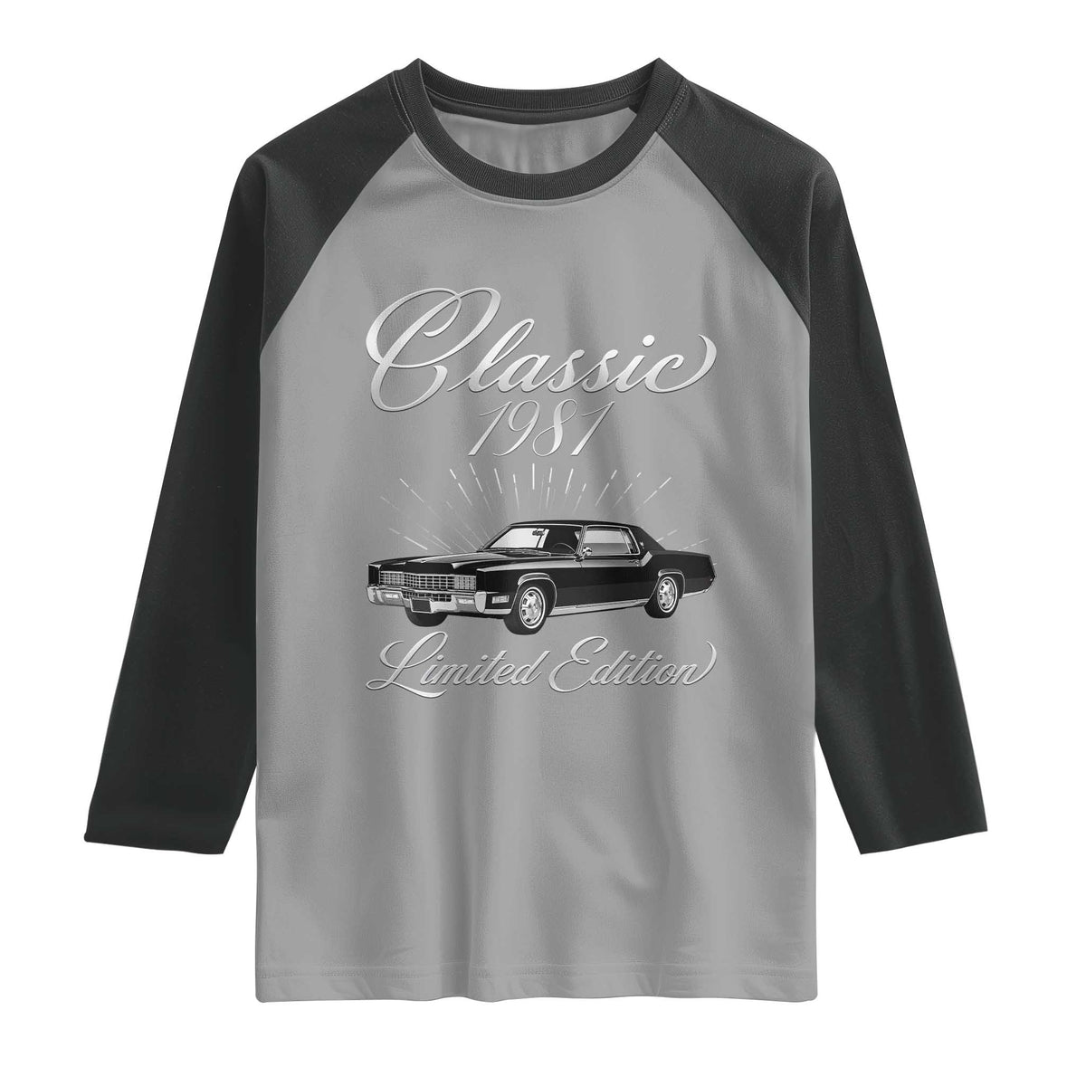 45th Birthday 1981 Limited Edition Raglan Shirt Vintage Classic American Luxury Car