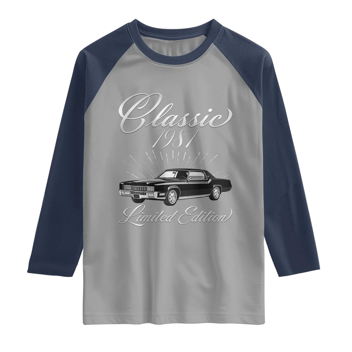 45th Birthday 1981 Limited Edition Raglan Shirt Vintage Classic American Luxury Car